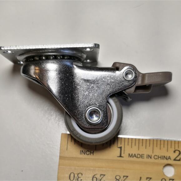 4pc soft rubber small locking caster wheels. 1". JGJC for furniture. Tiny lock - Picture 3 of 13